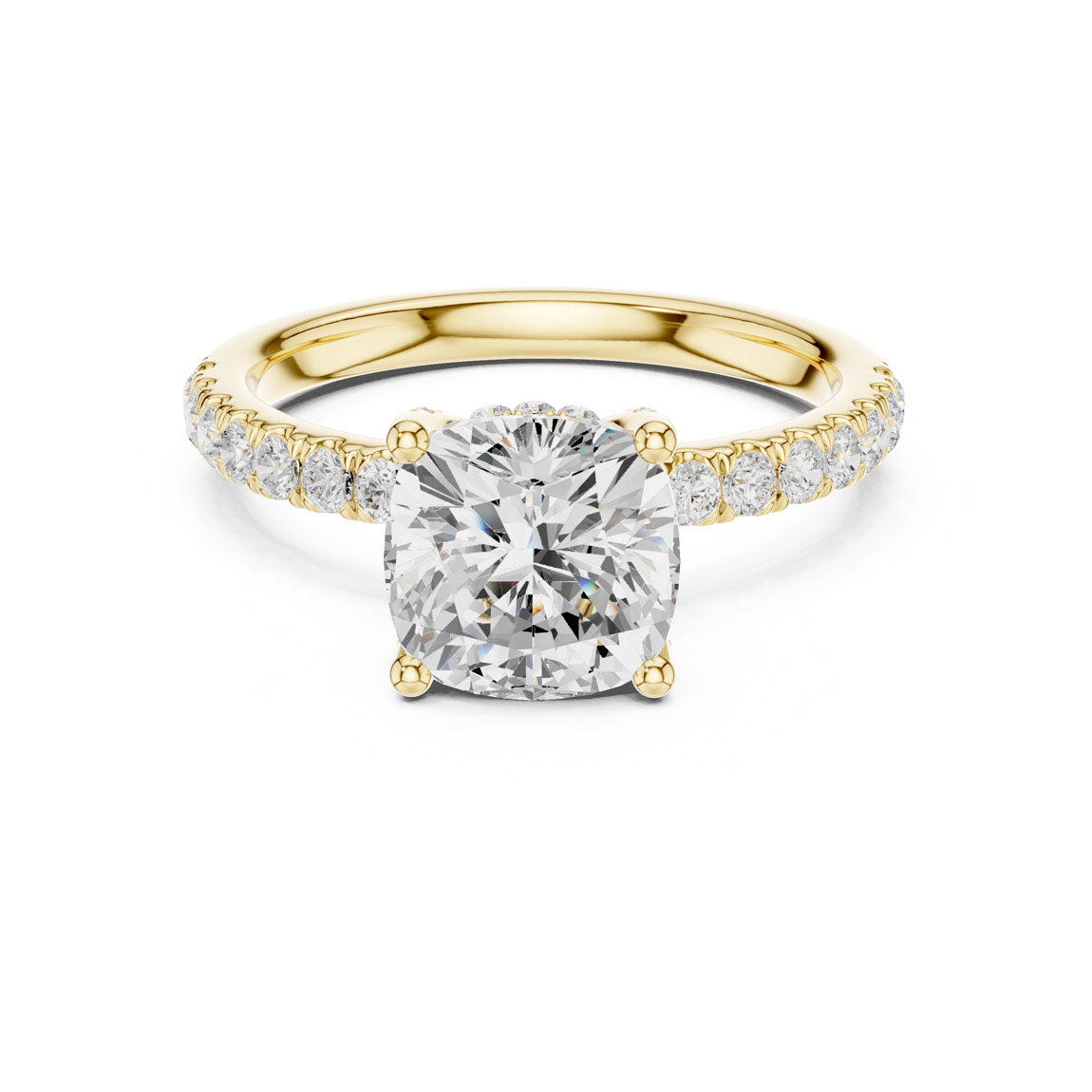 2.52 Ct. Classic Cushion Diamond Ring with Hidden Halo and Pavé Shank (DDLR-161-CU)