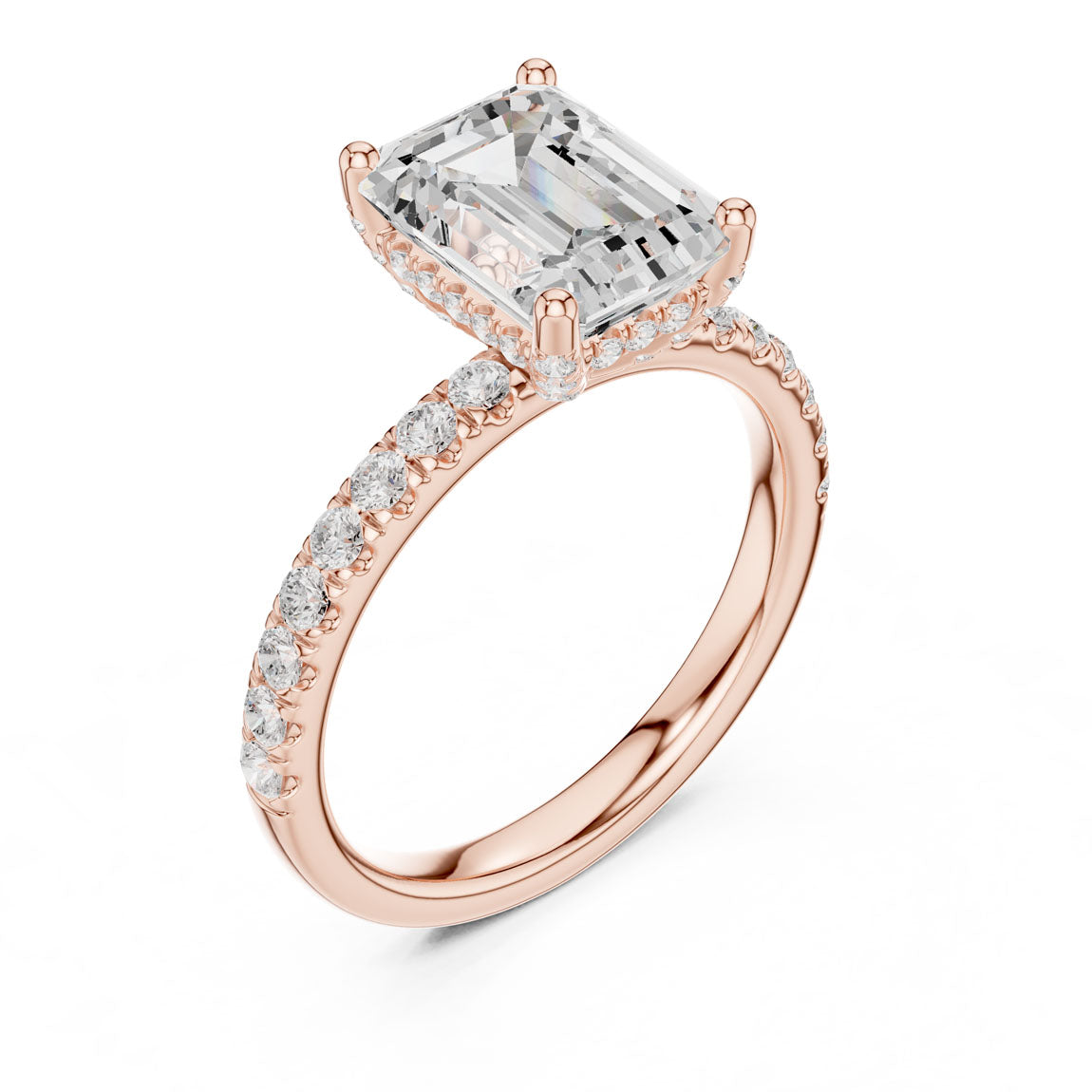 2.52 Ct. Classic Emerald Cut Diamond Ring with Hidden Halo and Pavé Shank (DDLR-161-EM) 8