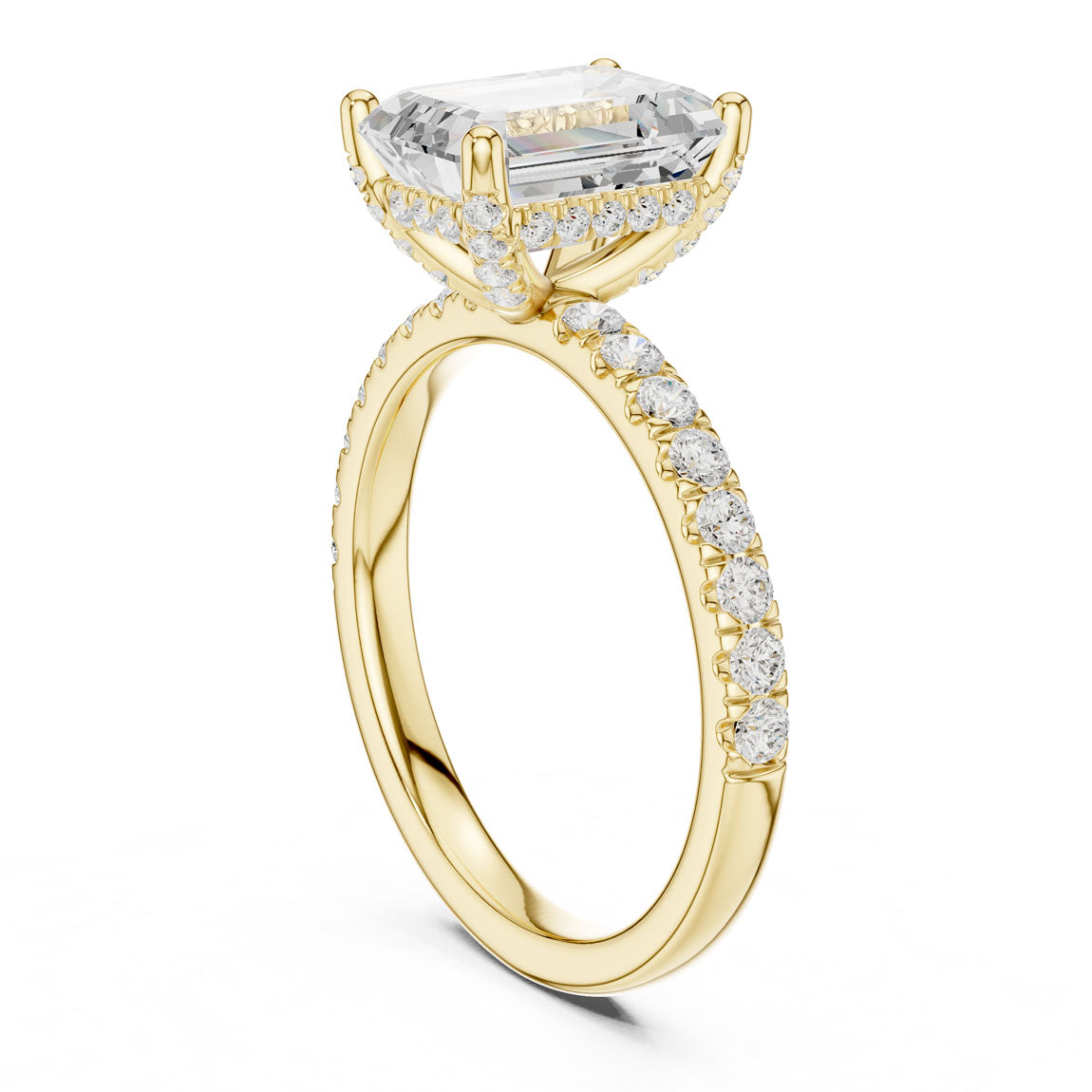 2.52 Ct. Classic Emerald Cut Diamond Ring with Hidden Halo and Pavé Shank (DDLR-161-EM) 3