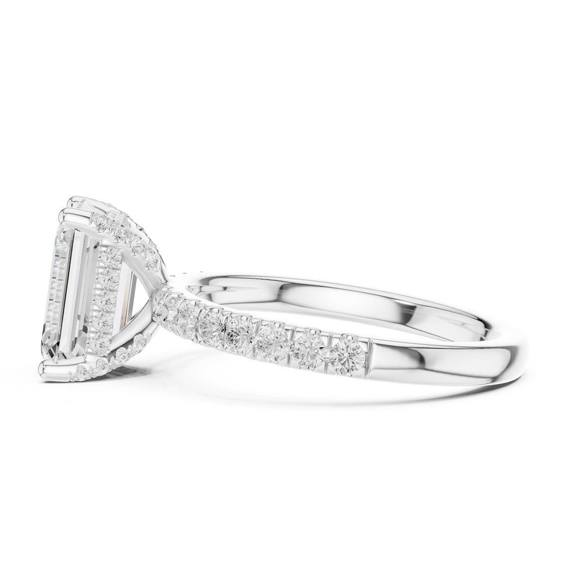 2.52 Ct. Classic Emerald Cut Diamond Ring with Hidden Halo and Pavé Shank (DDLR-161-EM) 11