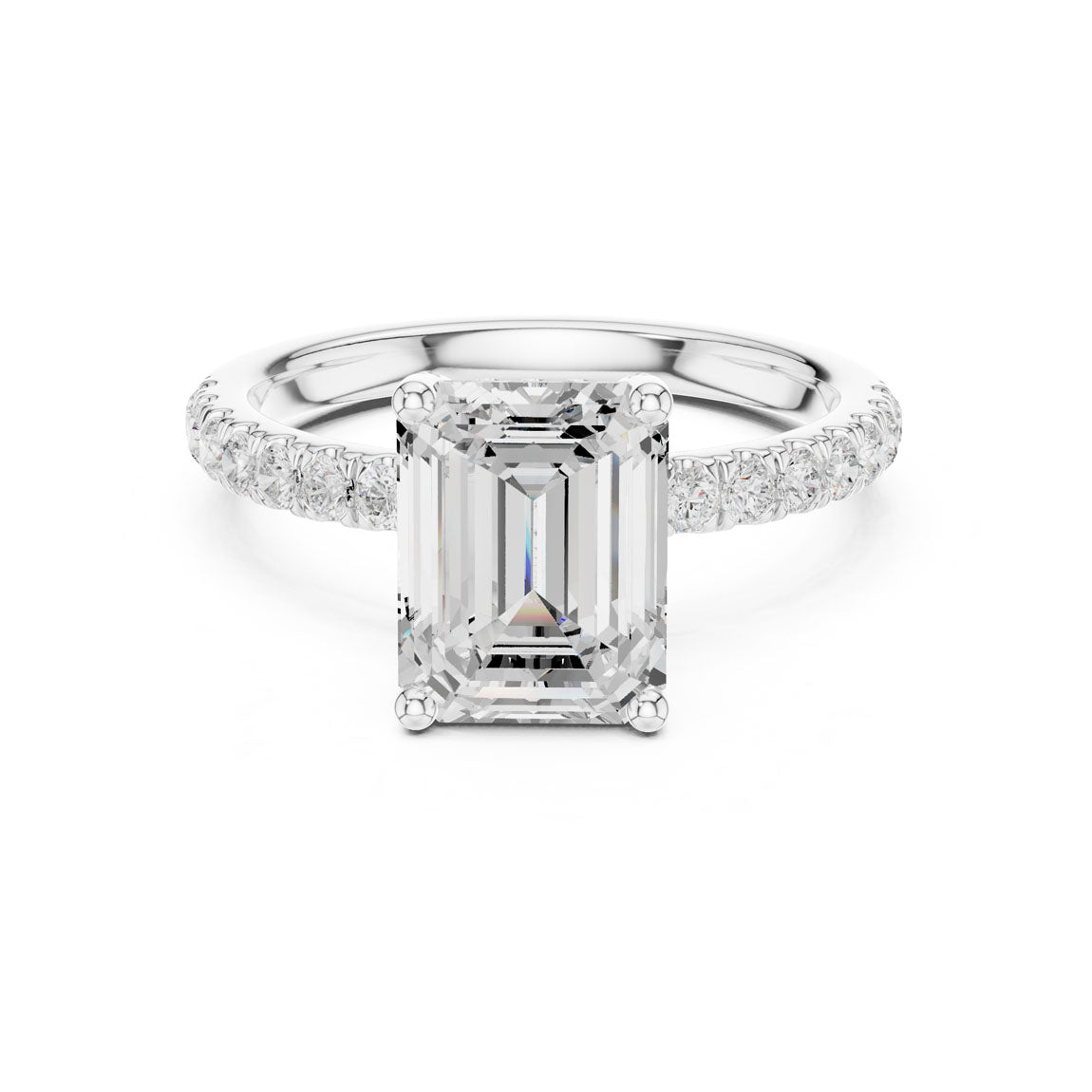 2.52 Ct. Classic Emerald Cut Diamond Ring with Hidden Halo and Pavé Shank (DDLR-161-EM) 5