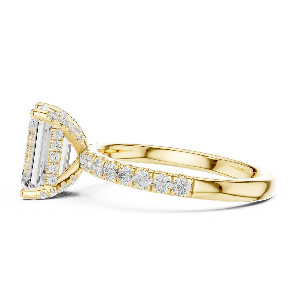 2.52 Ct. Classic Emerald Cut Diamond Ring with Hidden Halo and Pavé Shank (DDLR-161-EM) 4