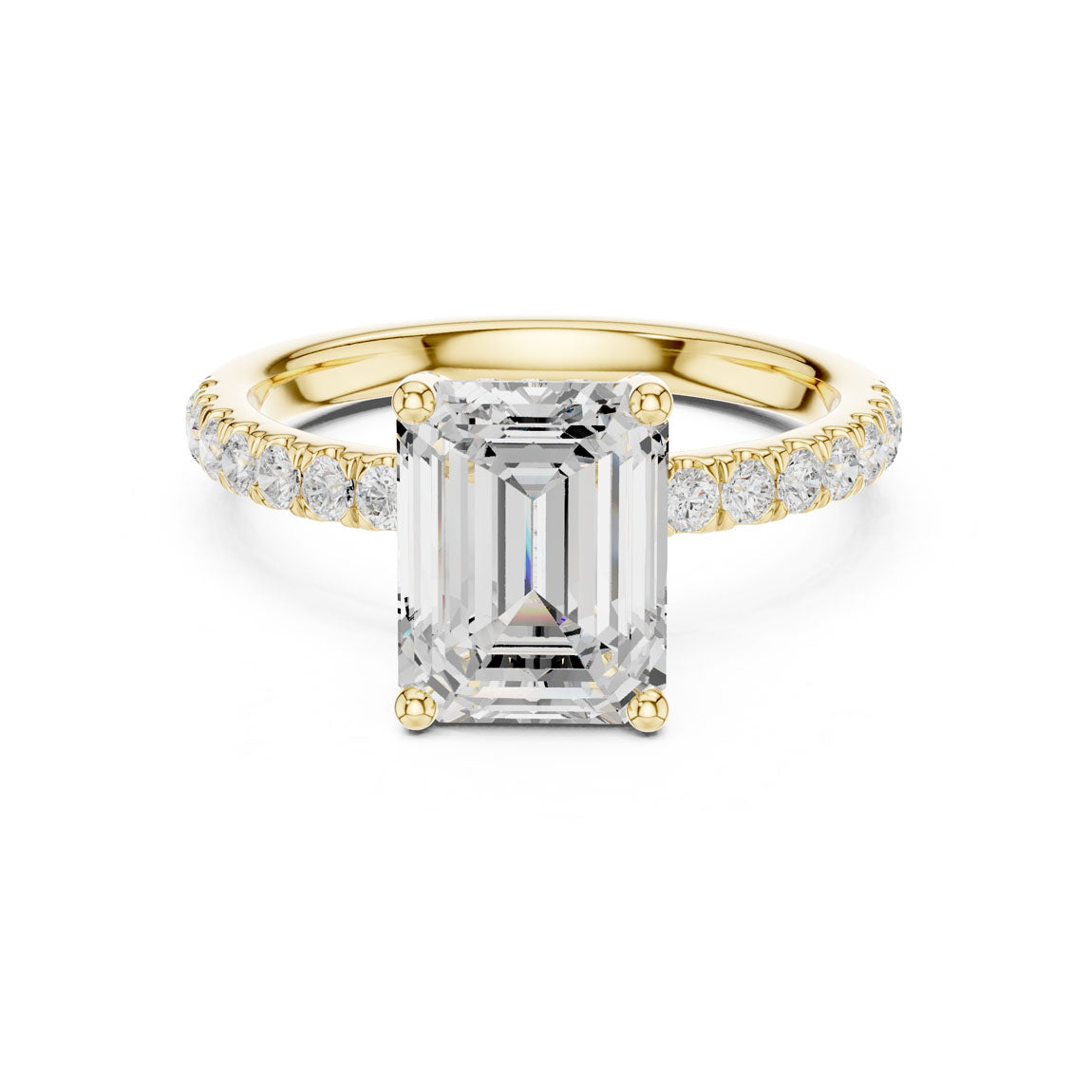 2.52 Ct. Classic Emerald Cut Diamond Ring with Hidden Halo and Pavé Shank (DDLR-161-EM)