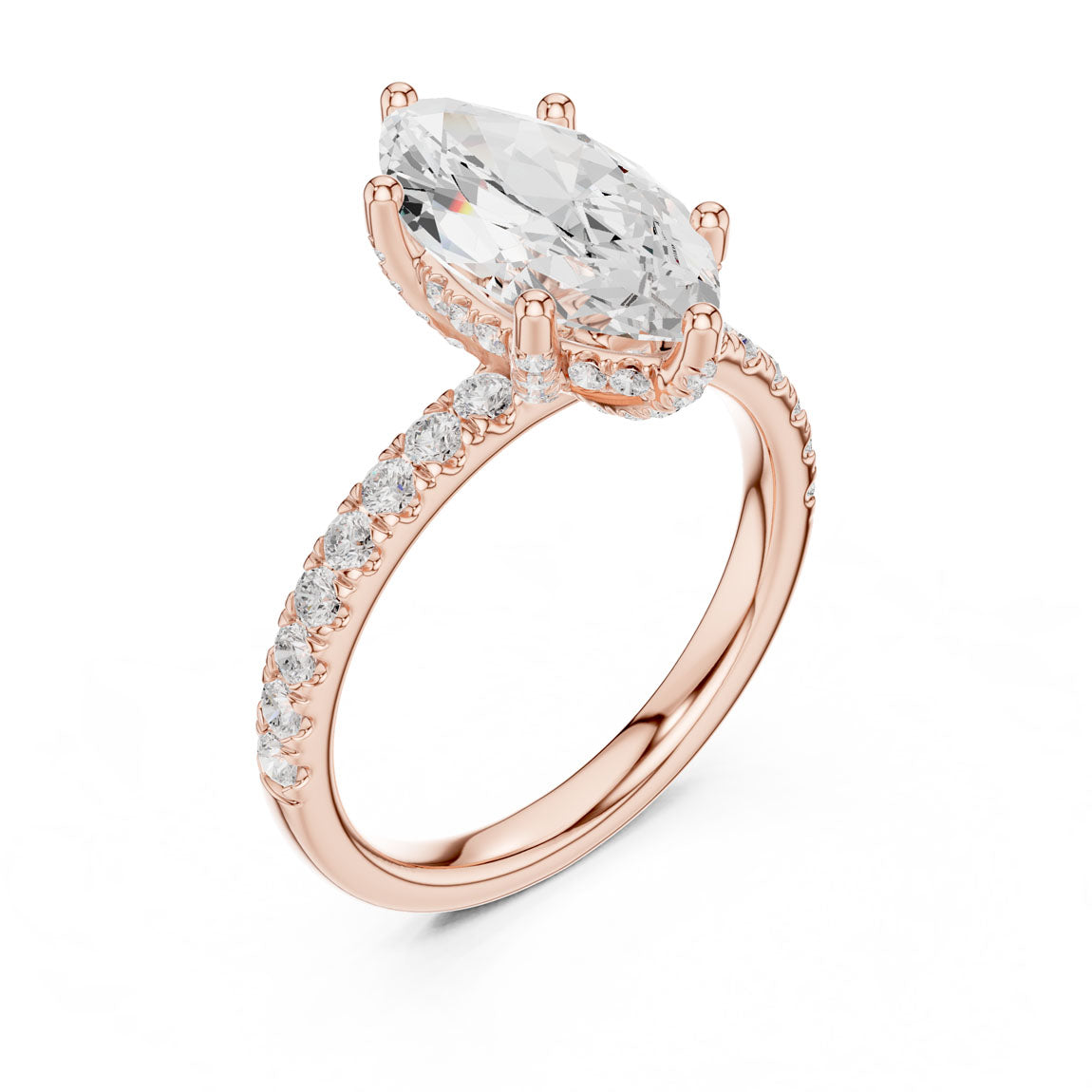 2.57 Ct. Classic Marquise Diamond Ring with Hidden Halo and Pavé Shank (DDLR-161-MQ) 8