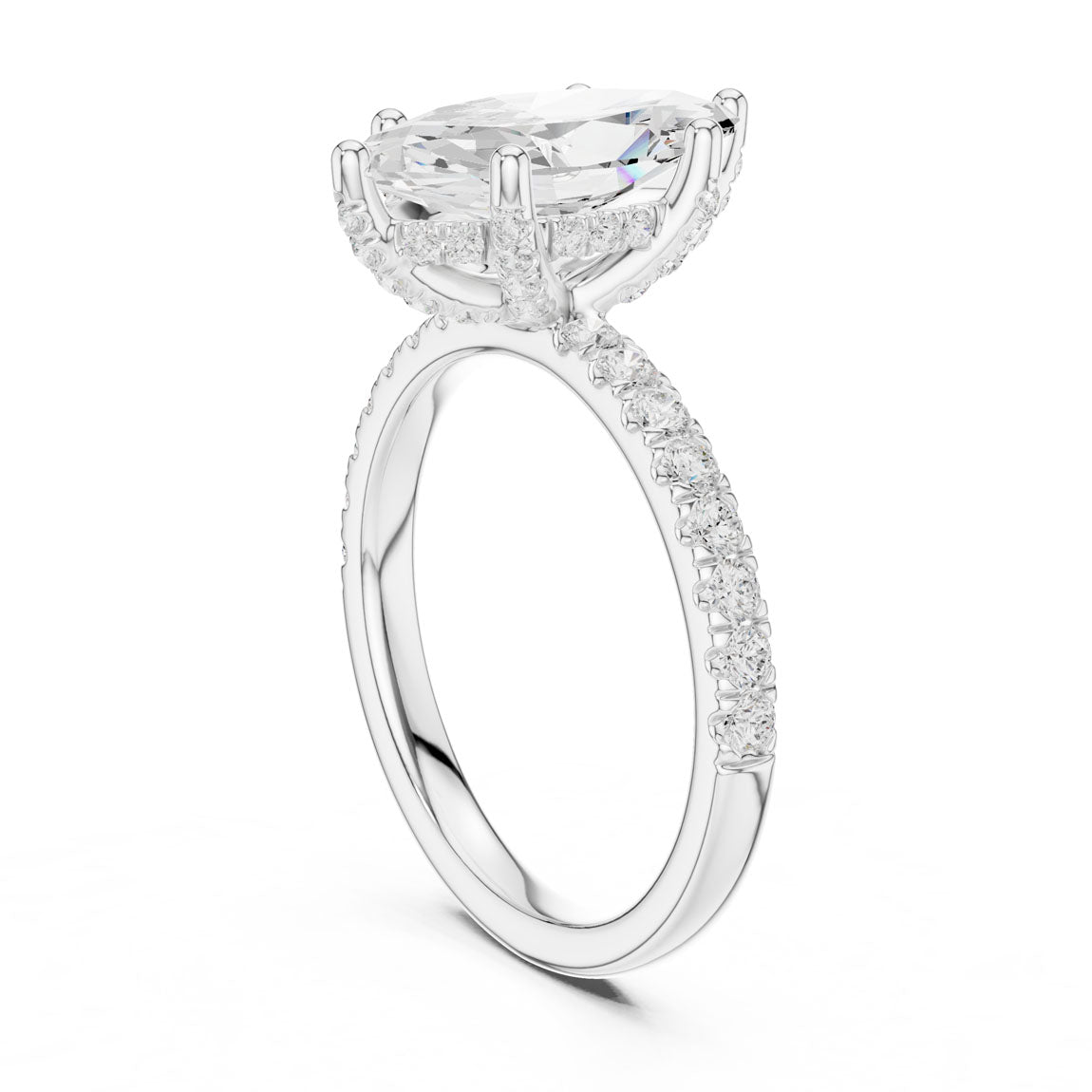 2.57 Ct. Classic Marquise Diamond Ring with Hidden Halo and Pavé Shank (DDLR-161-MQ) 9