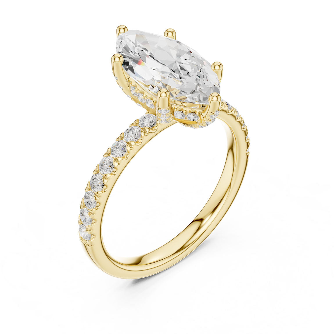2.57 Ct. Classic Marquise Diamond Ring with Hidden Halo and Pavé Shank (DDLR-161-MQ)