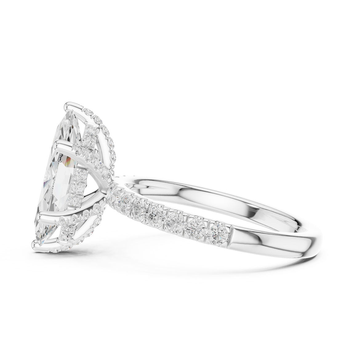 2.57 Ct. Classic Marquise Diamond Ring with Hidden Halo and Pavé Shank (DDLR-161-MQ) 11