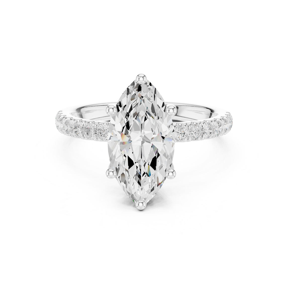 2.57 Ct. Classic Marquise Diamond Ring with Hidden Halo and Pavé Shank (DDLR-161-MQ) 5