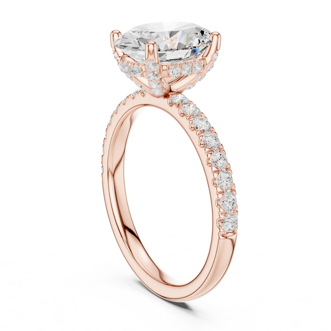 2.50 Ct. Classic Oval Diamond Ring with Hidden Halo and Pavé Shank (DDLR-161-OV) 10