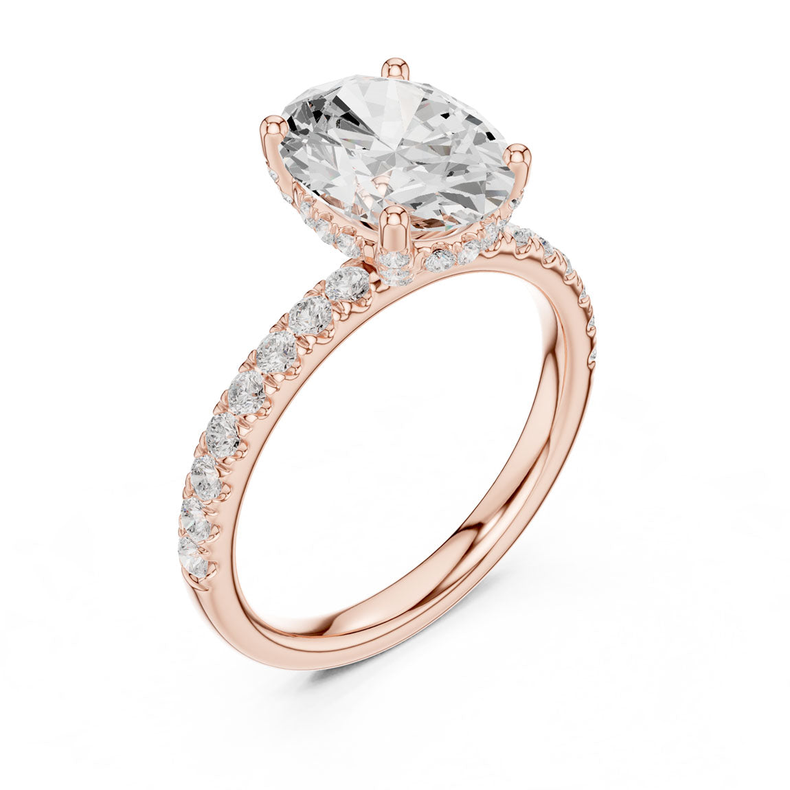 2.50 Ct. Classic Oval Diamond Ring with Hidden Halo and Pavé Shank (DDLR-161-OV) 8