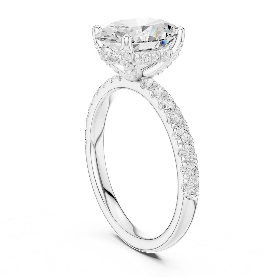 2.50 Ct. Classic Oval Diamond Ring with Hidden Halo and Pavé Shank (DDLR-161-OV) 9
