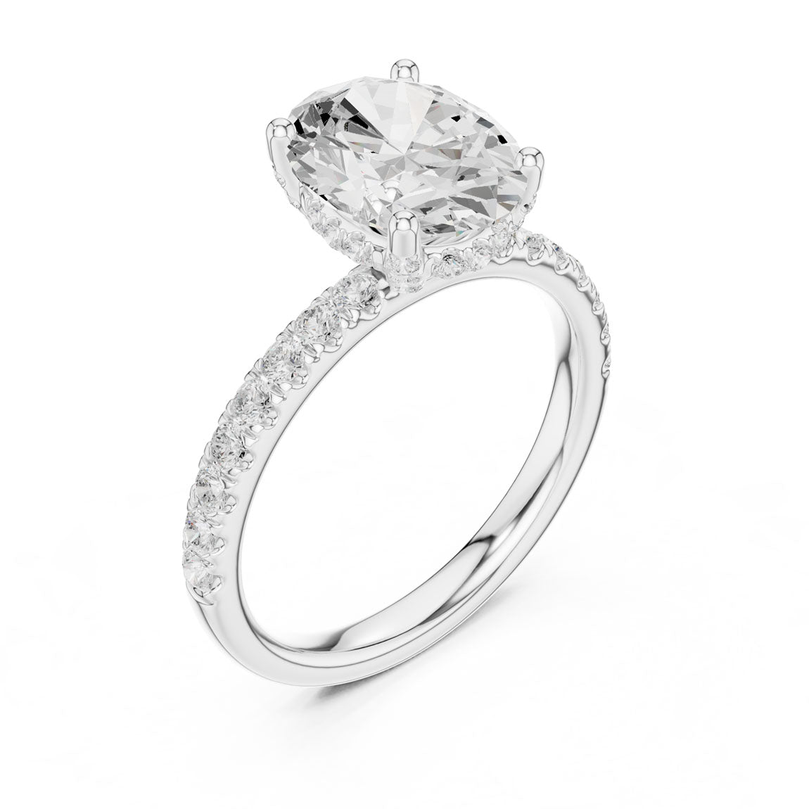 2.50 Ct. Classic Oval Diamond Ring with Hidden Halo and Pavé Shank (DDLR-161-OV) 6