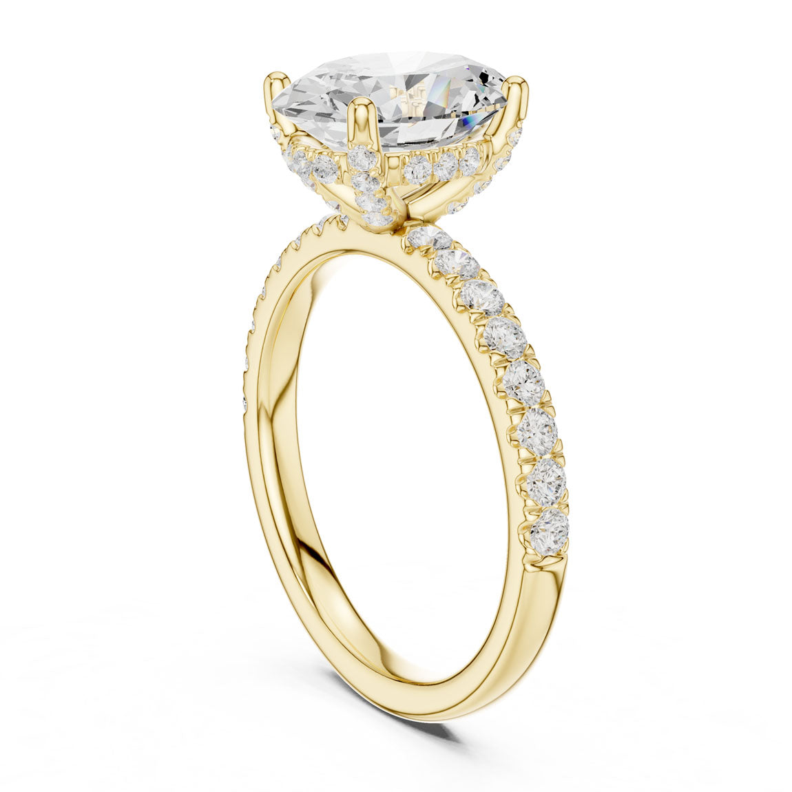 2.50 Ct. Classic Oval Diamond Ring with Hidden Halo and Pavé Shank (DDLR-161-OV) 3