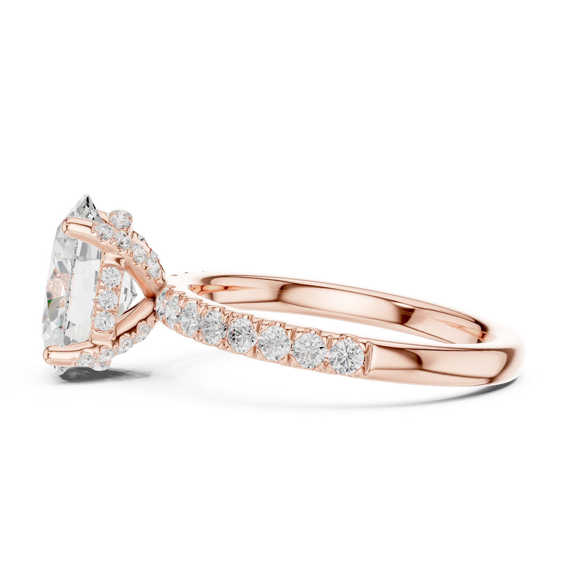 2.50 Ct. Classic Oval Diamond Ring with Hidden Halo and Pavé Shank (DDLR-161-OV) 11