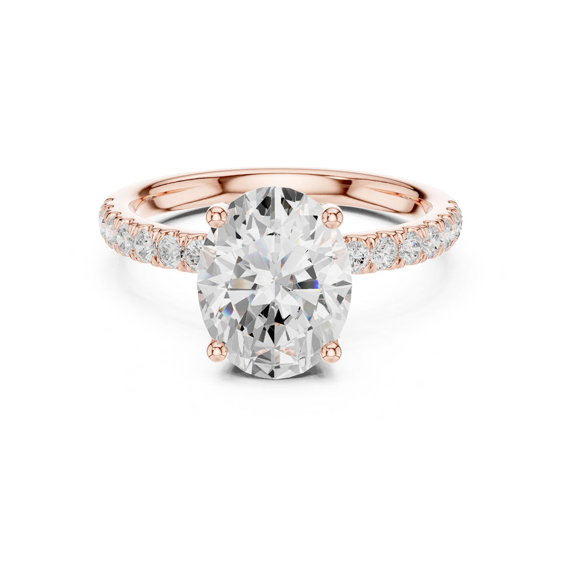 2.50 Ct. Classic Oval Diamond Ring with Hidden Halo and Pavé Shank (DDLR-161-OV) 7
