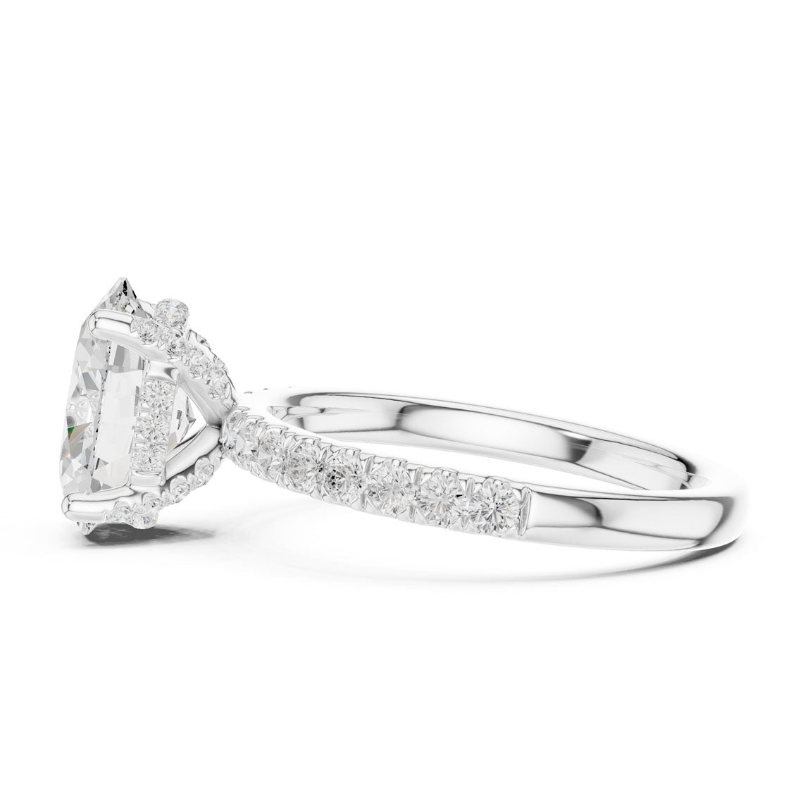 2.50 Ct. Classic Oval Diamond Ring with Hidden Halo and Pavé Shank (DDLR-161-OV) 12