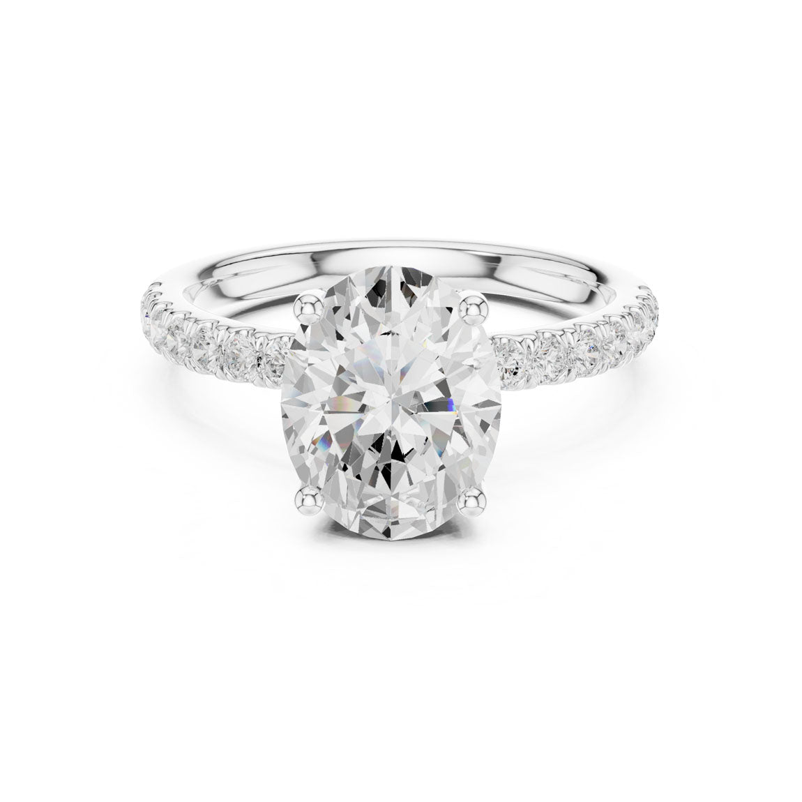 2.50 Ct. Classic Oval Diamond Ring with Hidden Halo and Pavé Shank (DDLR-161-OV)