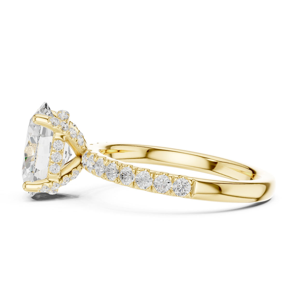 2.50 Ct. Classic Oval Diamond Ring with Hidden Halo and Pavé Shank (DDLR-161-OV) 5