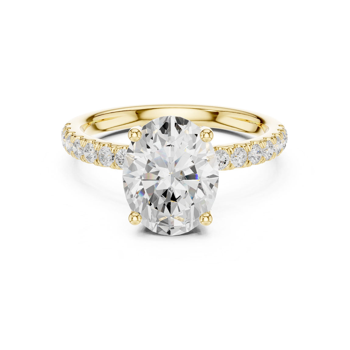 2.50 Ct. Classic Oval Diamond Ring with Hidden Halo and Pavé Shank (DDLR-161-OV) 4