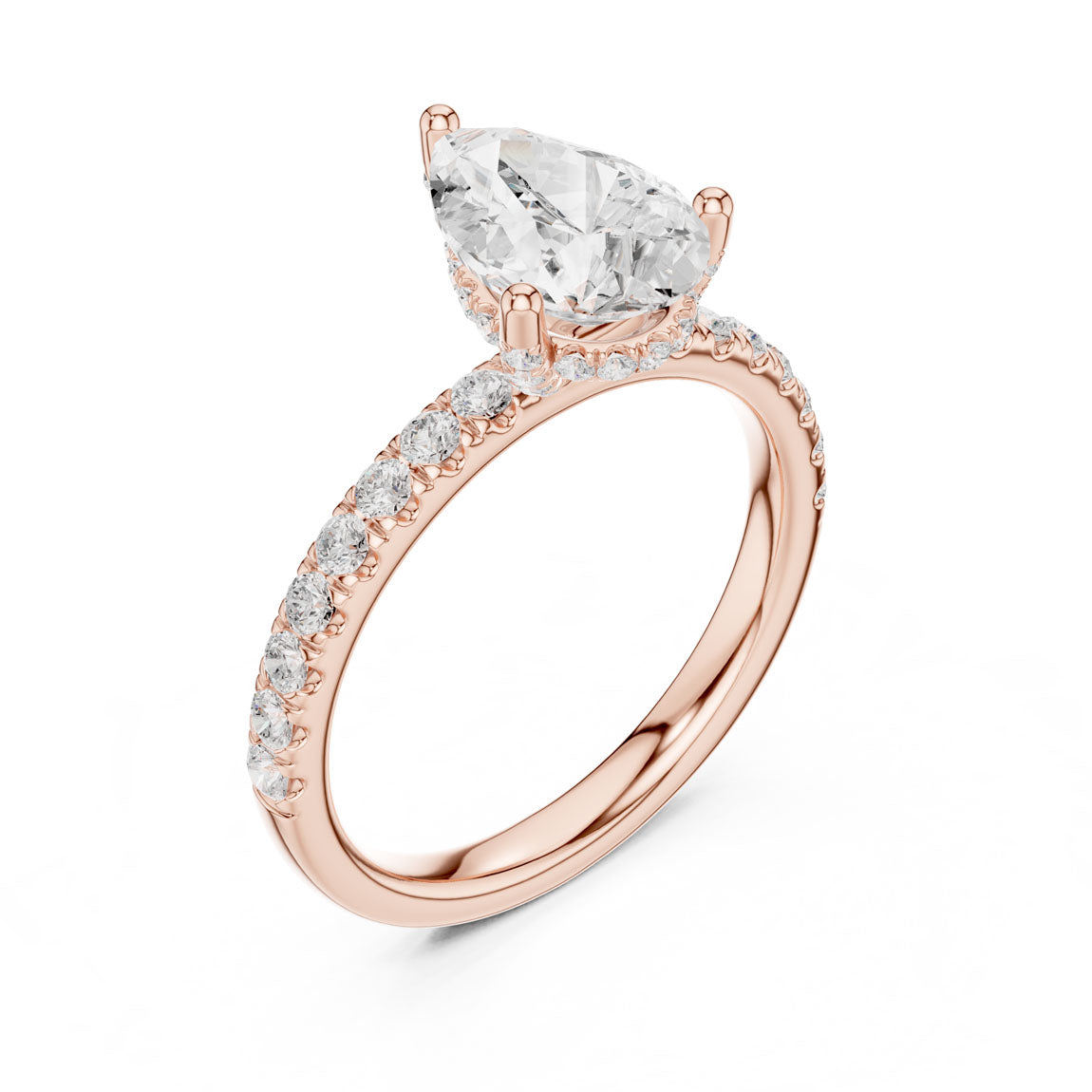 2.48 Ct. Classic Pear Diamond Ring with Hidden Halo and Pavé Shank (DDLR-161-PE) 8