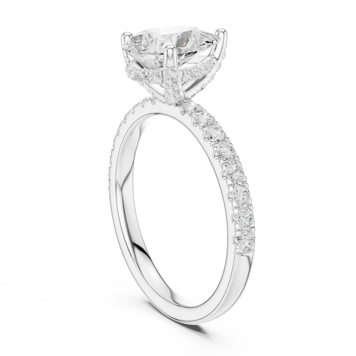 2.48 Ct. Classic Pear Diamond Ring with Hidden Halo and Pavé Shank (DDLR-161-PE) 9