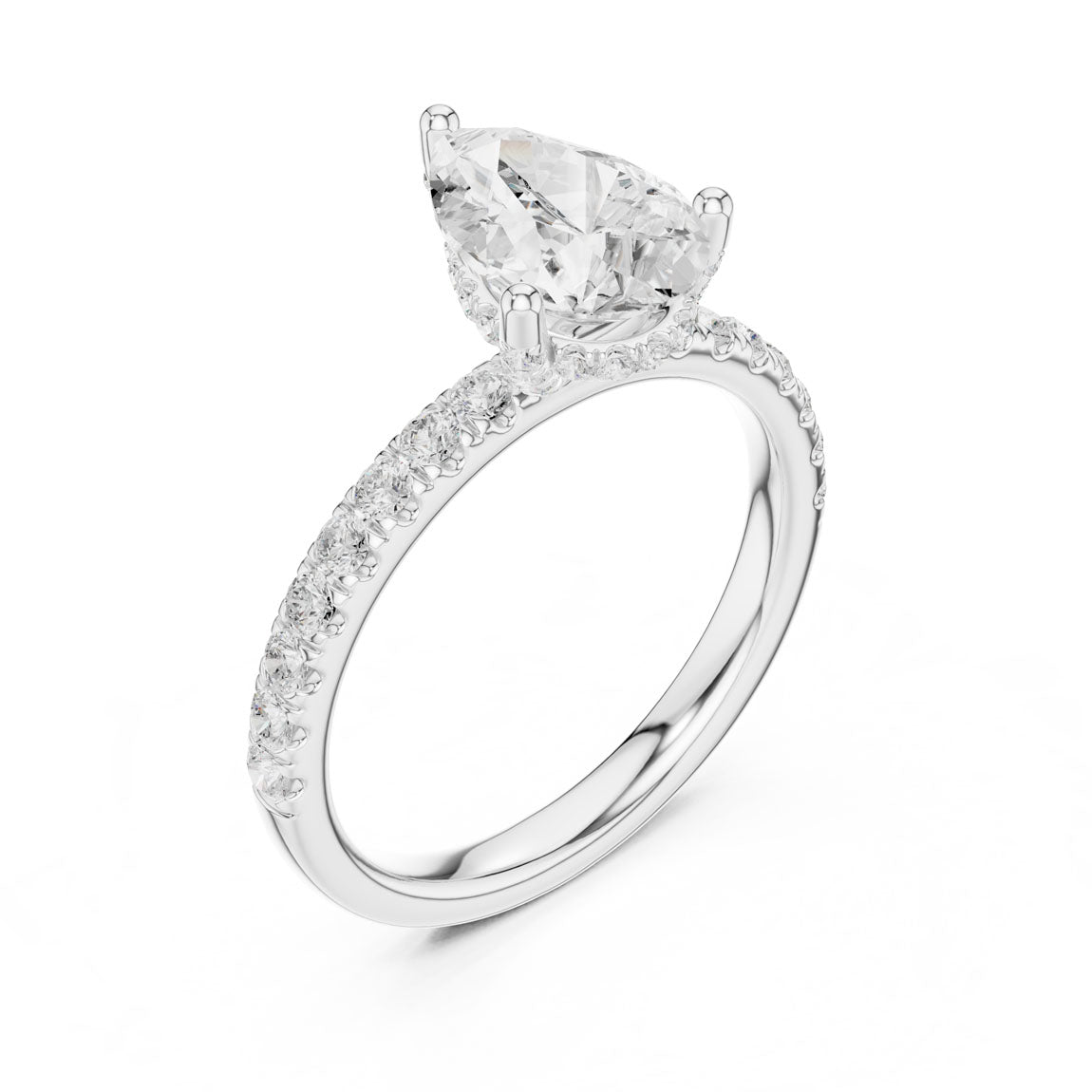 2.48 Ct. Classic Pear Diamond Ring with Hidden Halo and Pavé Shank (DDLR-161-PE) 6