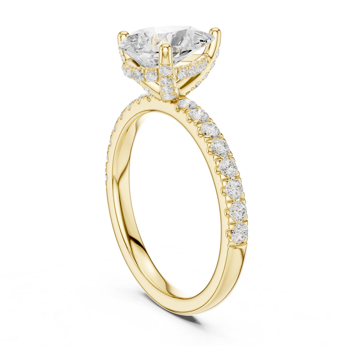 2.48 Ct. Classic Pear Diamond Ring with Hidden Halo and Pavé Shank (DDLR-161-PE) 3
