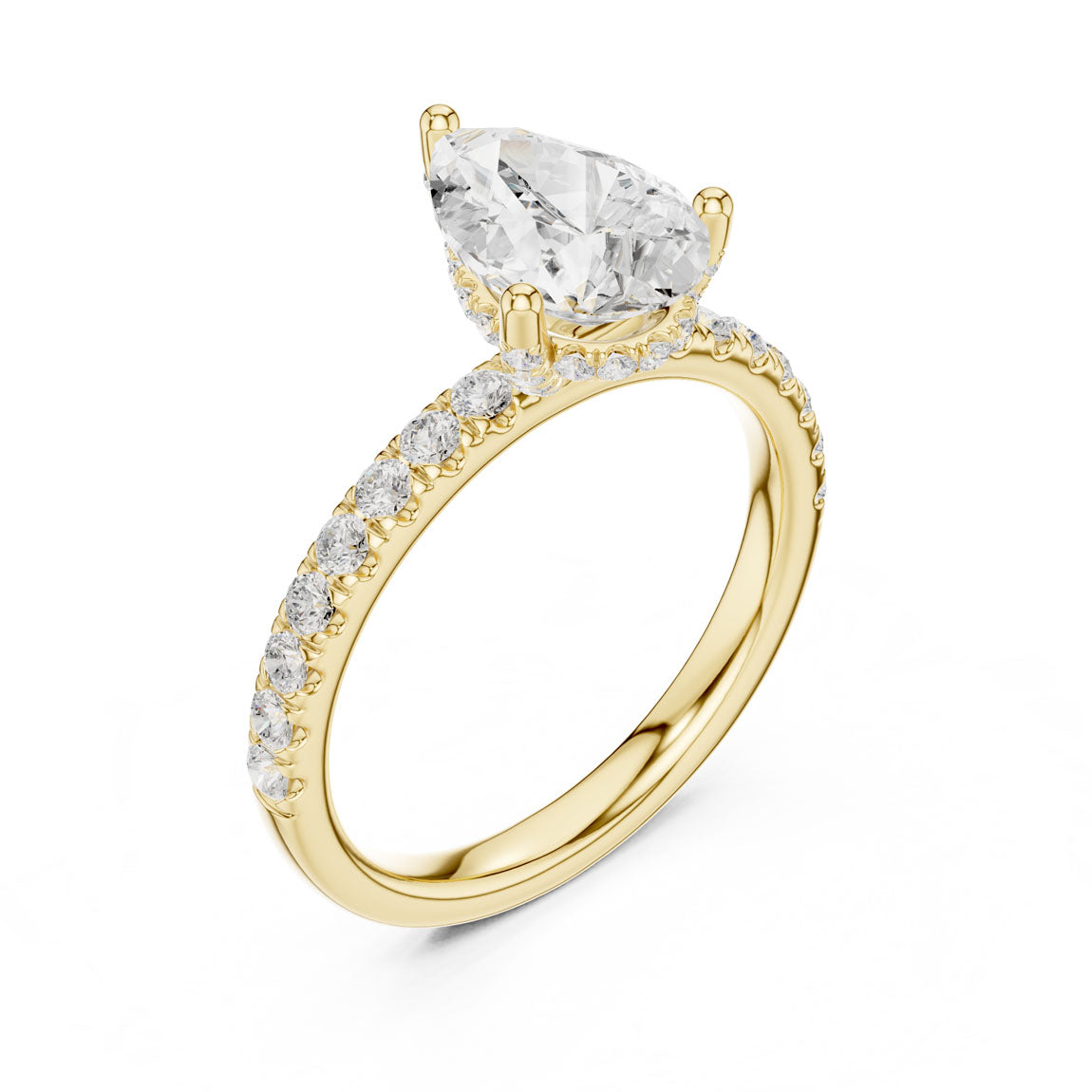 2.48 Ct. Classic Pear Diamond Ring with Hidden Halo and Pavé Shank (DDLR-161-PE)