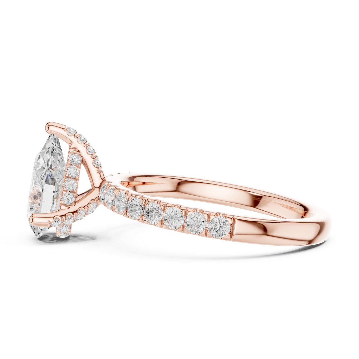 2.48 Ct. Classic Pear Diamond Ring with Hidden Halo and Pavé Shank (DDLR-161-PE) 12