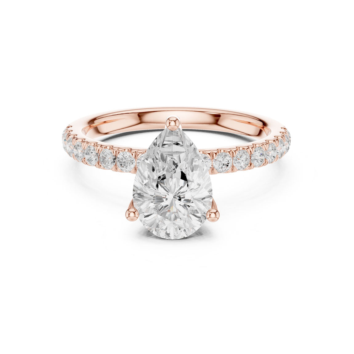 2.48 Ct. Classic Pear Diamond Ring with Hidden Halo and Pavé Shank (DDLR-161-PE) 7