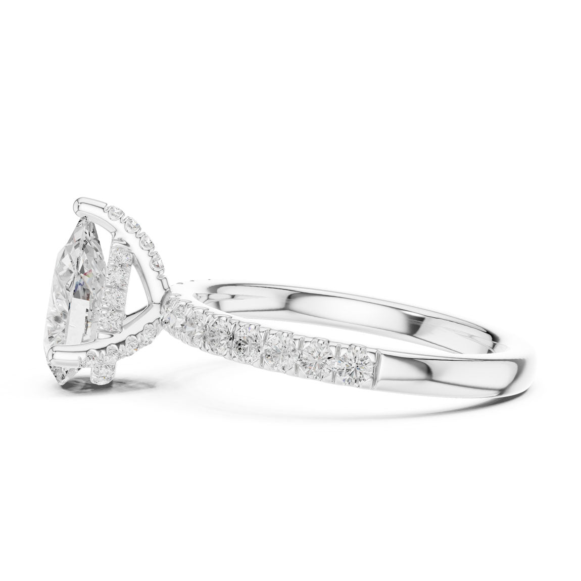 2.48 Ct. Classic Pear Diamond Ring with Hidden Halo and Pavé Shank (DDLR-161-PE) 11