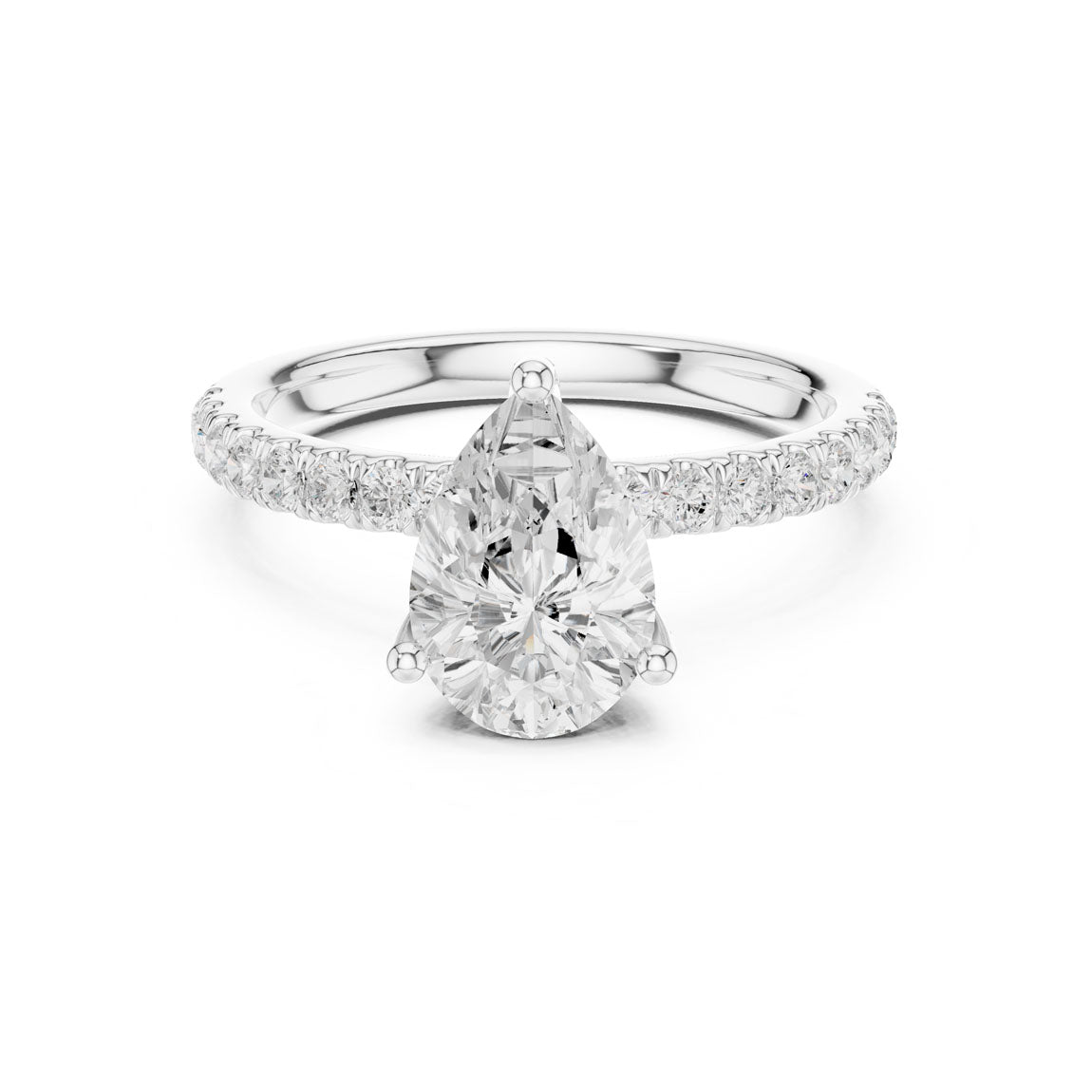 2.48 Ct. Classic Pear Diamond Ring with Hidden Halo and Pavé Shank (DDLR-161-PE) 5