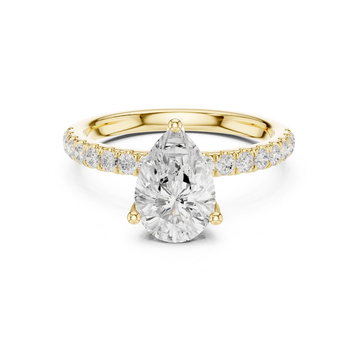 2.48 Ct. Classic Pear Diamond Ring with Hidden Halo and Pavé Shank (DDLR-161-PE)