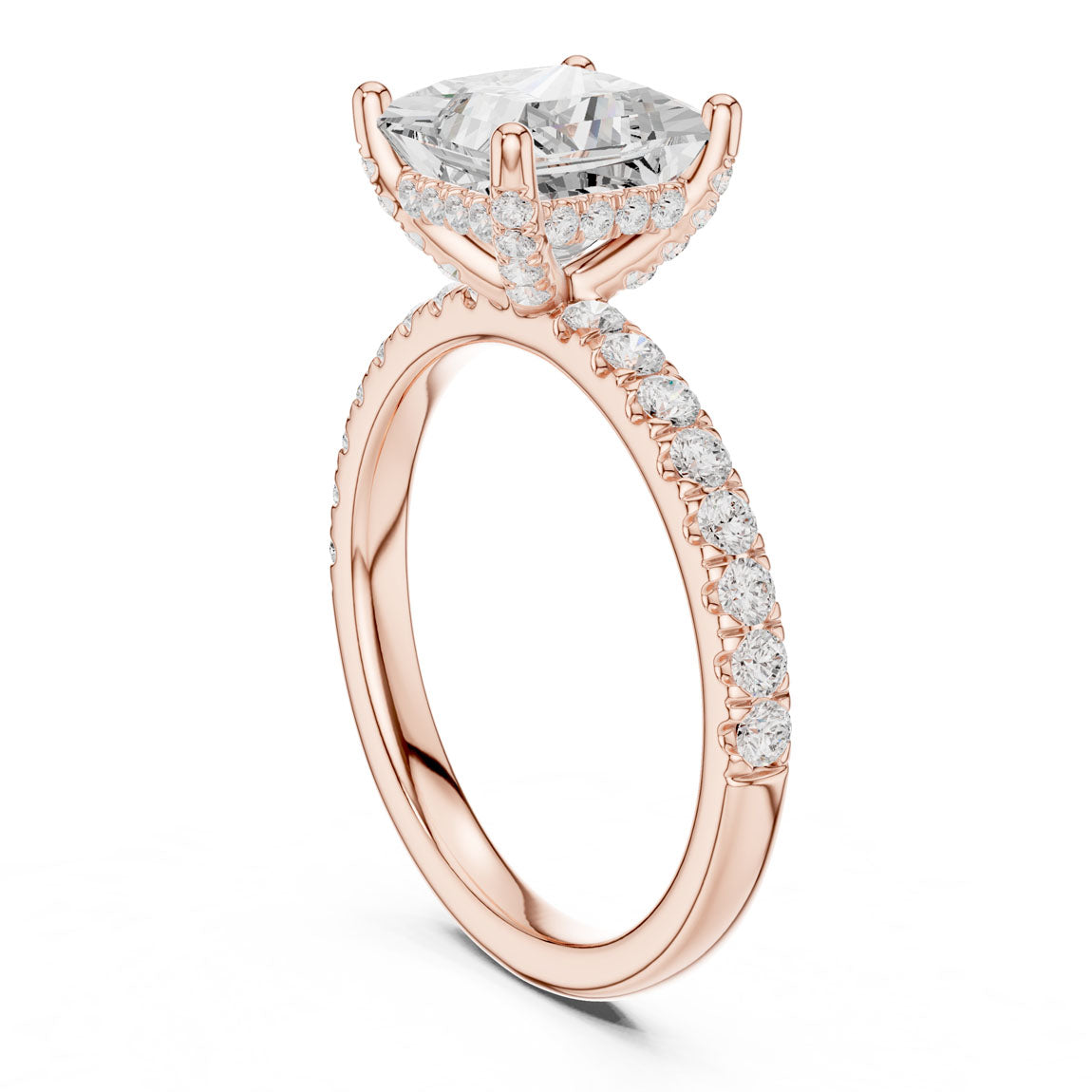 2.52 Ct. Classic Princess Diamond Ring with Hidden Halo and Pavé Shank (DDLR-161-PR) 9