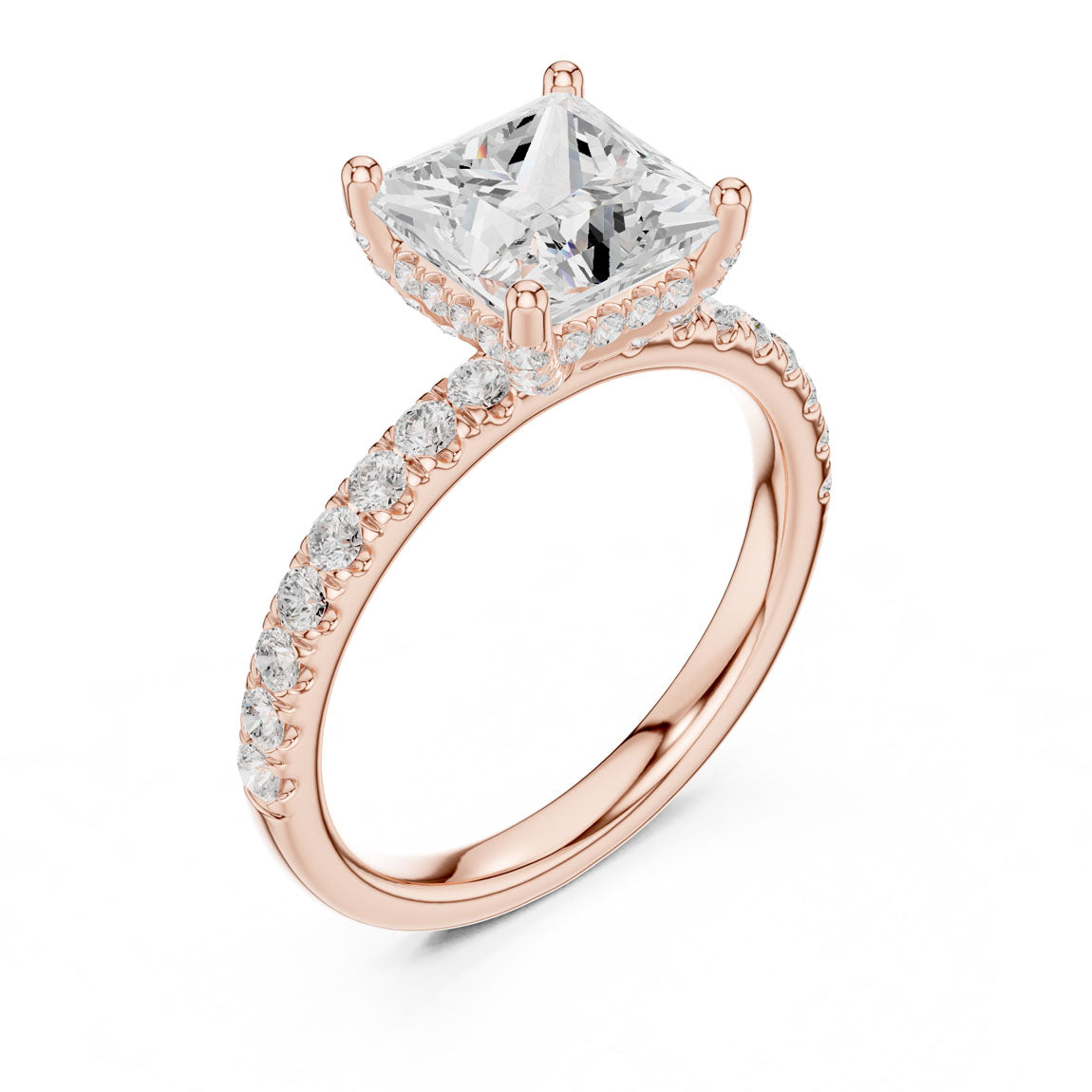 2.52 Ct. Classic Princess Diamond Ring with Hidden Halo and Pavé Shank (DDLR-161-PR) 8