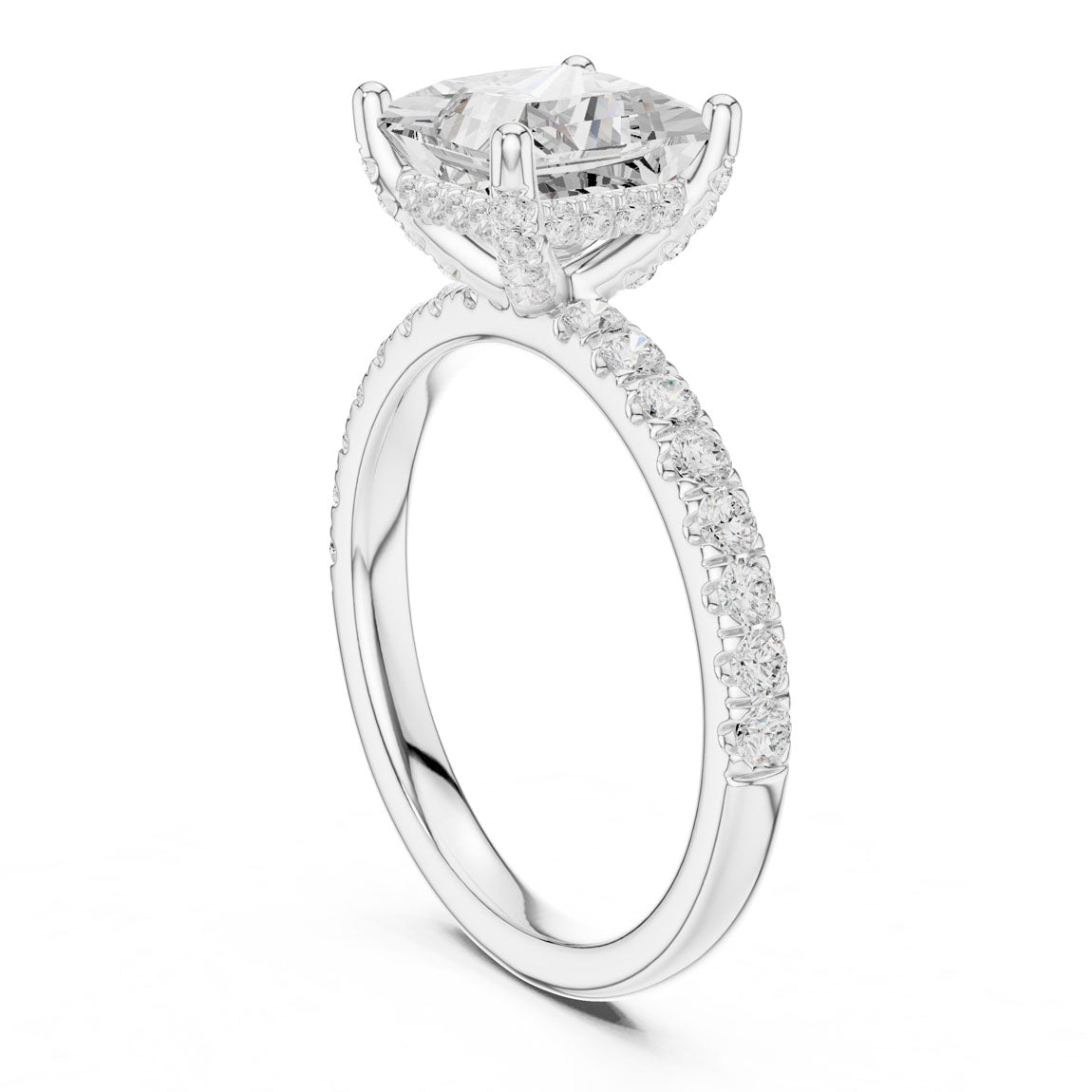 2.52 Ct. Classic Princess Diamond Ring with Hidden Halo and Pavé Shank (DDLR-161-PR) 10