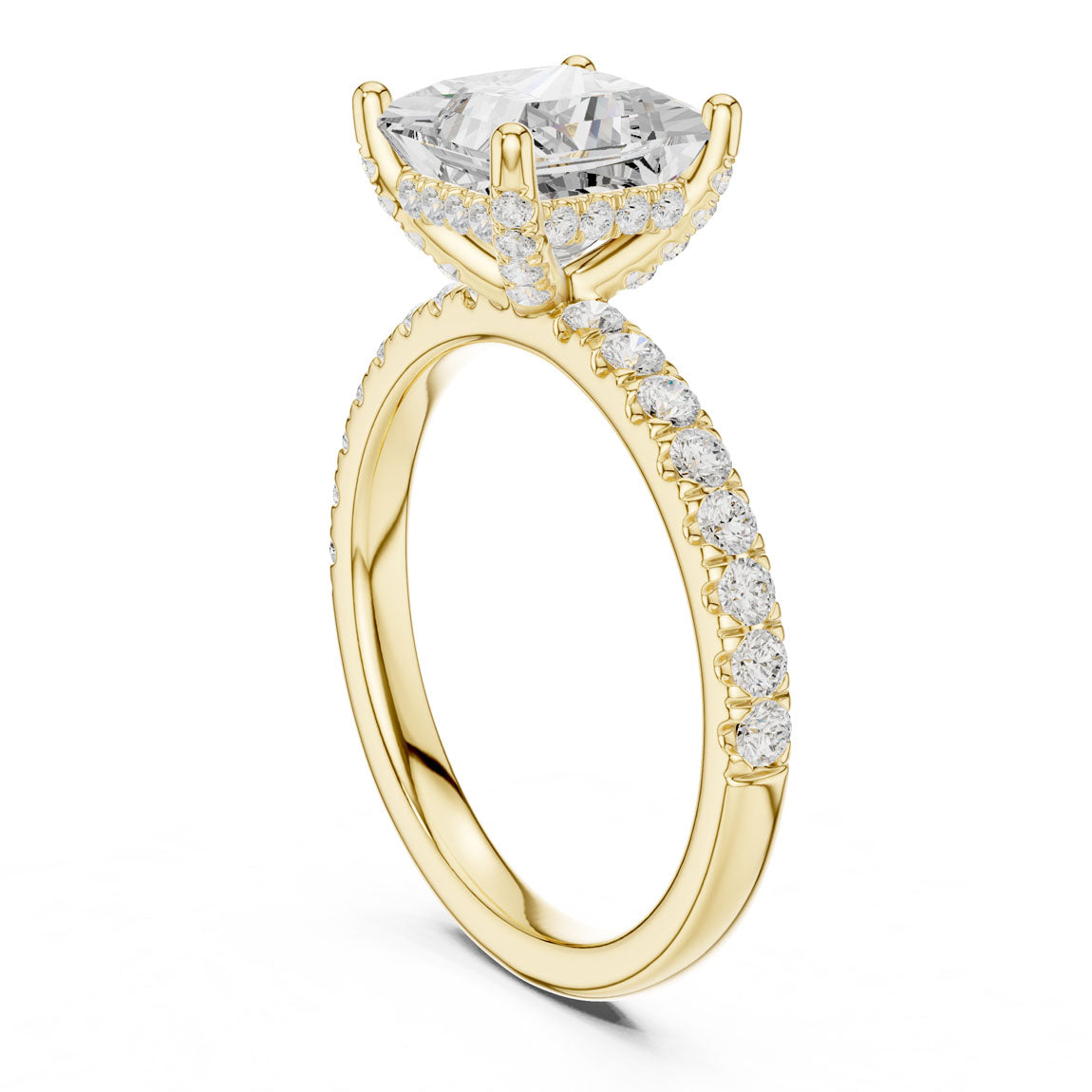 2.52 Ct. Classic Princess Diamond Ring with Hidden Halo and Pavé Shank (DDLR-161-PR) 3