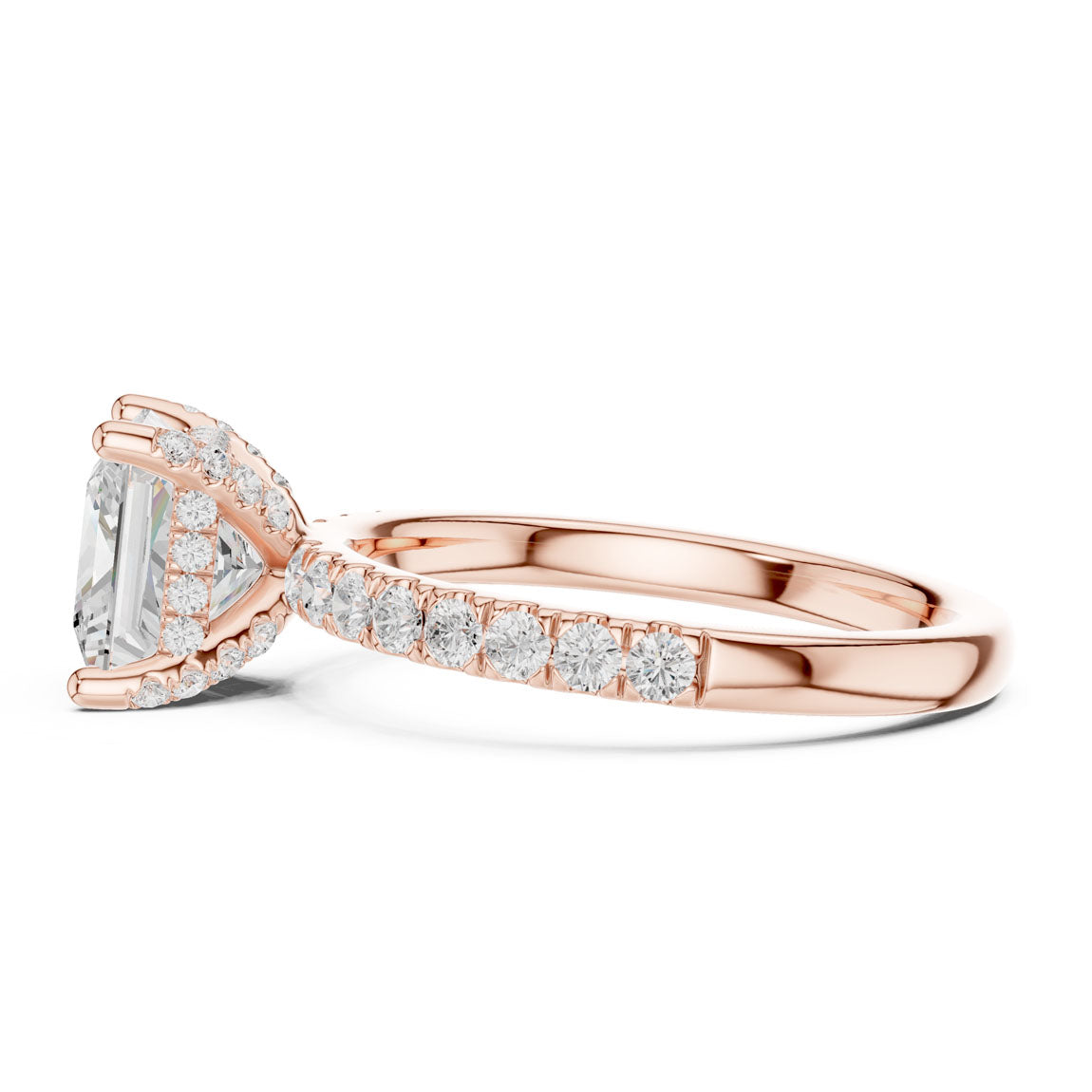 2.52 Ct. Classic Princess Diamond Ring with Hidden Halo and Pavé Shank (DDLR-161-PR) 12