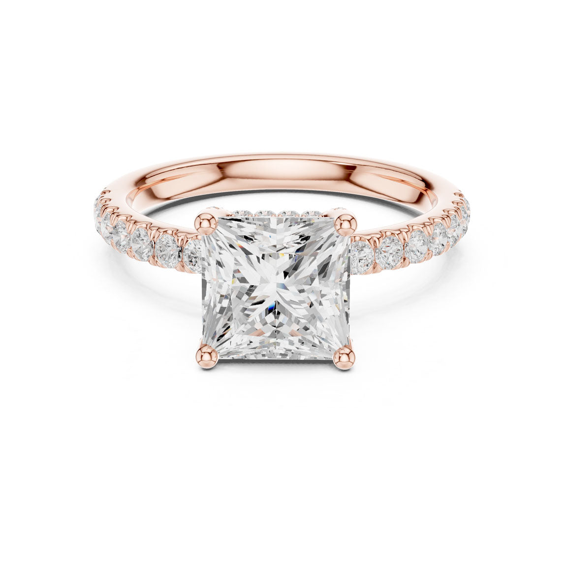 2.52 Ct. Classic Princess Diamond Ring with Hidden Halo and Pavé Shank (DDLR-161-PR) 7