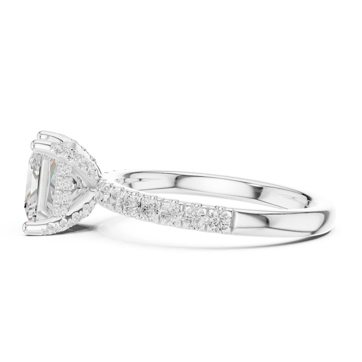 2.52 Ct. Classic Princess Diamond Ring with Hidden Halo and Pavé Shank (DDLR-161-PR) 11