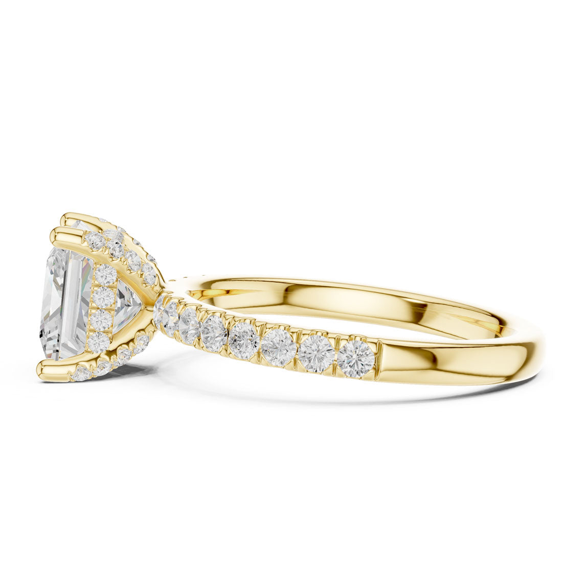 2.52 Ct. Classic Princess Diamond Ring with Hidden Halo and Pavé Shank (DDLR-161-PR) 4