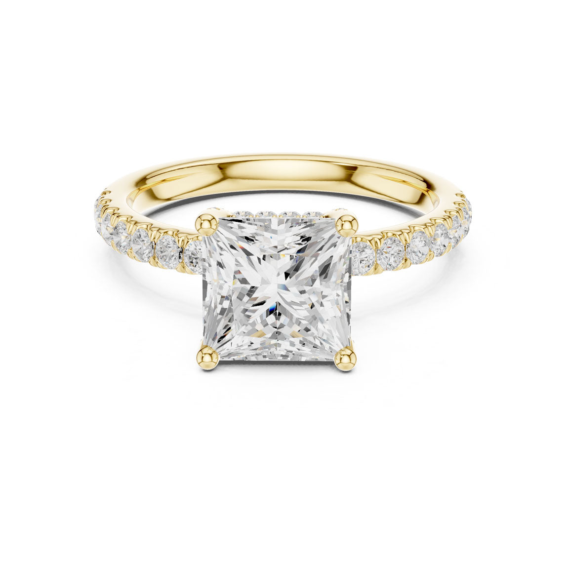 2.52 Ct. Classic Princess Diamond Ring with Hidden Halo and Pavé Shank (DDLR-161-PR)