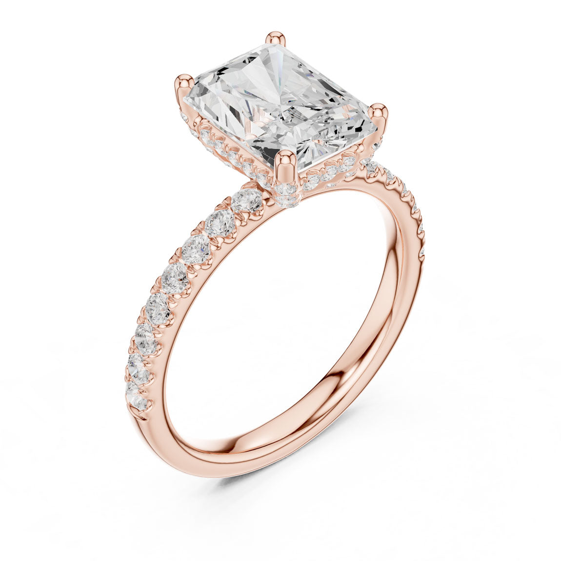 2.52 Ct. Classic Radiant Diamond Ring with Hidden Halo and Pavé Shank (DDLR-161-RA) 10