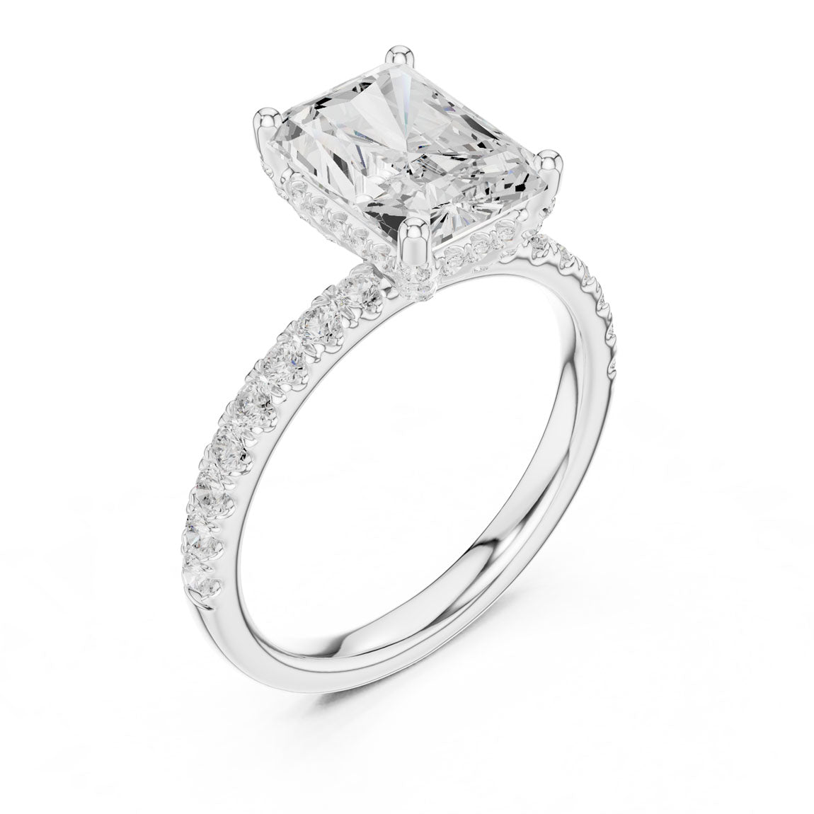2.52 Ct. Classic Radiant Diamond Ring with Hidden Halo and Pavé Shank (DDLR-161-RA) 6