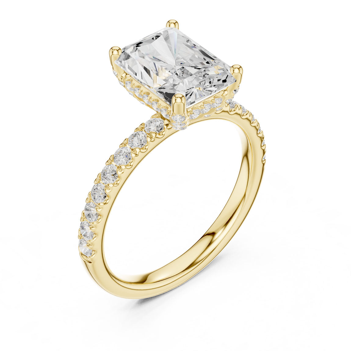 2.52 Ct. Classic Radiant Diamond Ring with Hidden Halo and Pavé Shank (DDLR-161-RA)