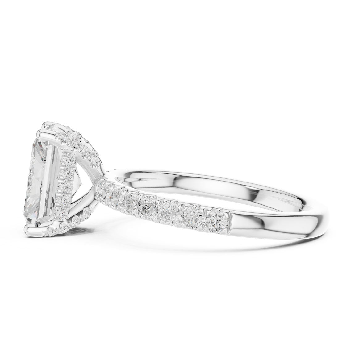 2.52 Ct. Classic Radiant Diamond Ring with Hidden Halo and Pavé Shank (DDLR-161-RA) 11