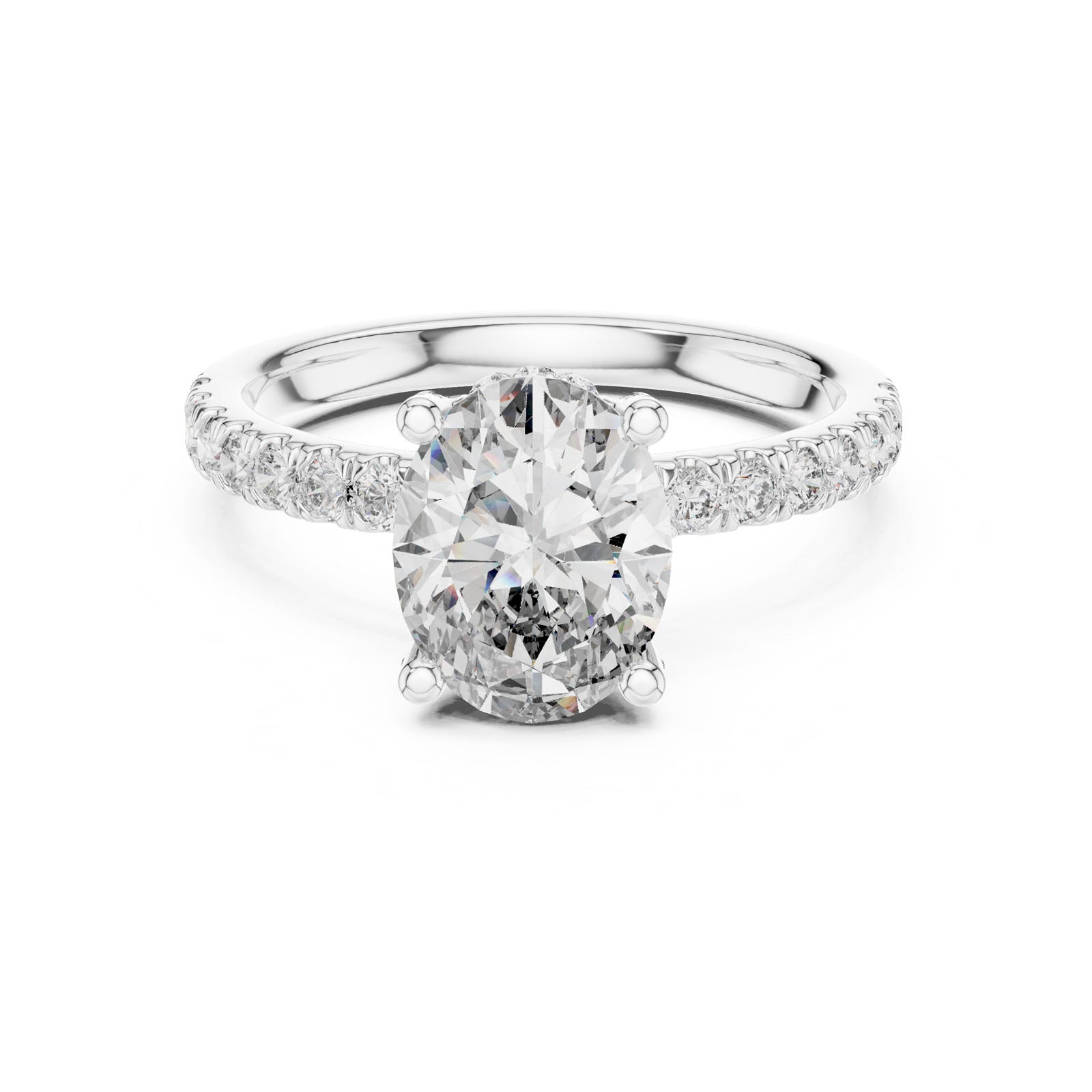 2.47 Ct. Oval Diamond Ring with Hidden Halo and Pavé Band (DDLR-161)