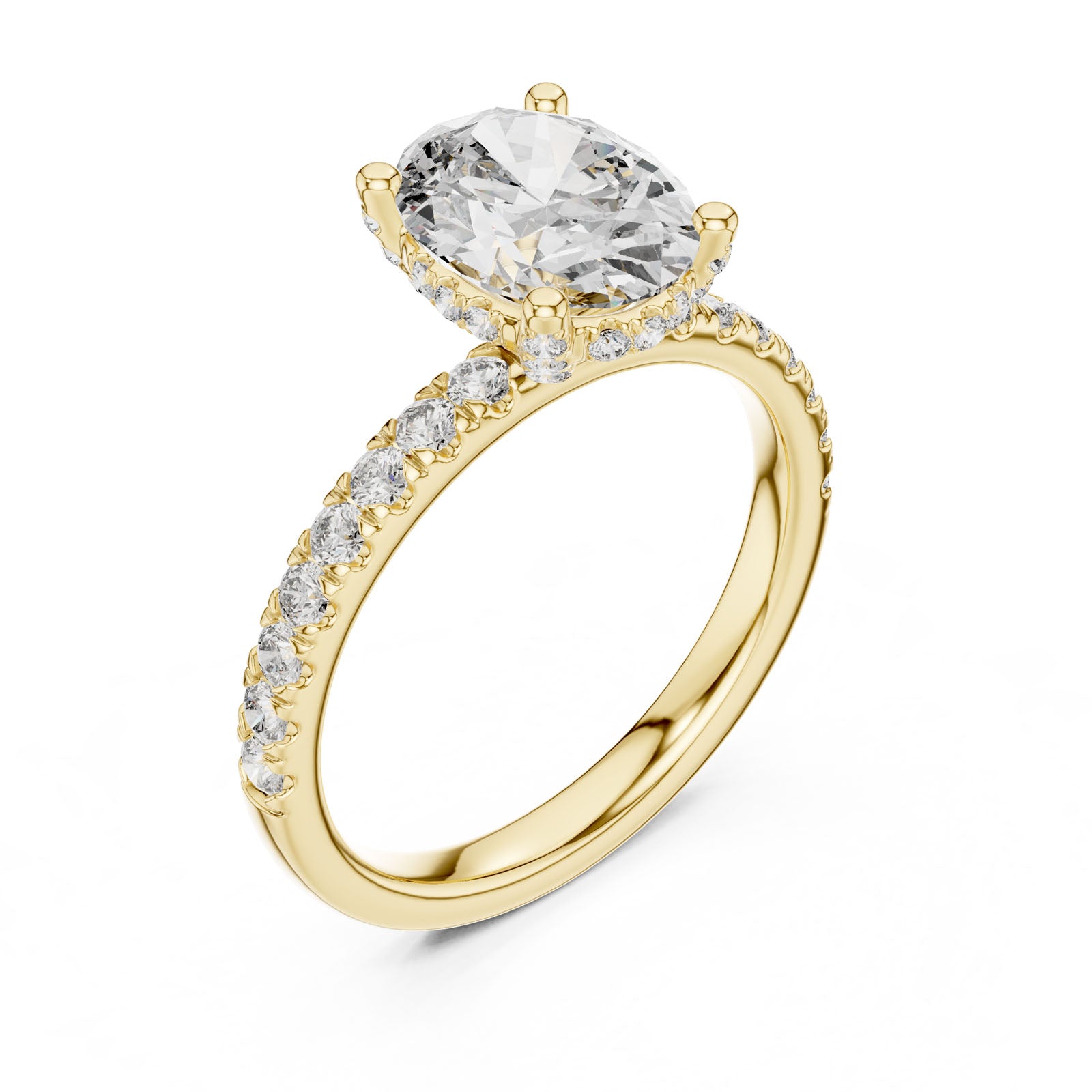 2.47 Ct. Oval Diamond Ring with Hidden Halo and Pavé Band (DDLR-161)
