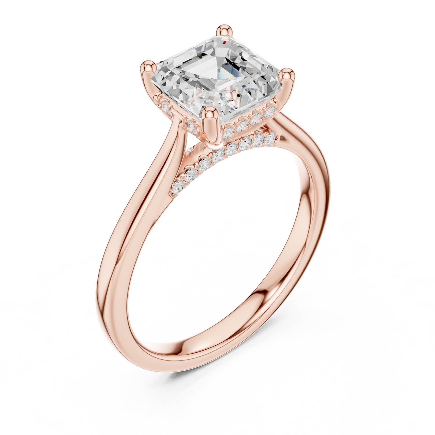 2.14 Ct. Asscher Cut Diamond Ring with Hidden Halo and Cathedral Setting (DDLR-163-R00837-AC) 9