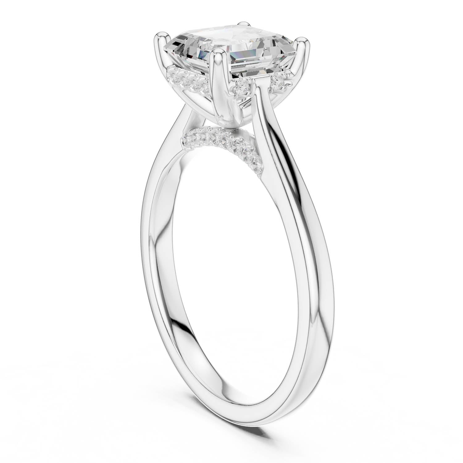 2.14 Ct. Asscher Cut Diamond Ring with Hidden Halo and Cathedral Setting (DDLR-163-R00837-AC) 7